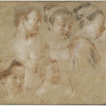 Antoine Watteau, Cinq études du visage et du buste d'une femme © GrandPalaisRmn (musée du Louvre) - Jean-Gilles Berizzi